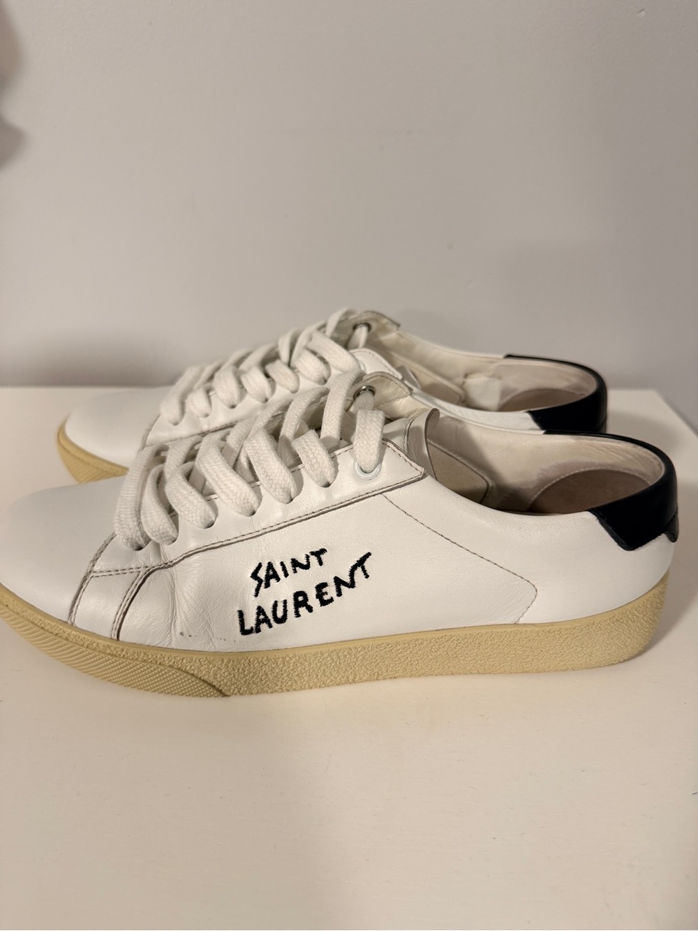 Saint Laurent SL/06 Court Classic White Leather Sneakers 38.5